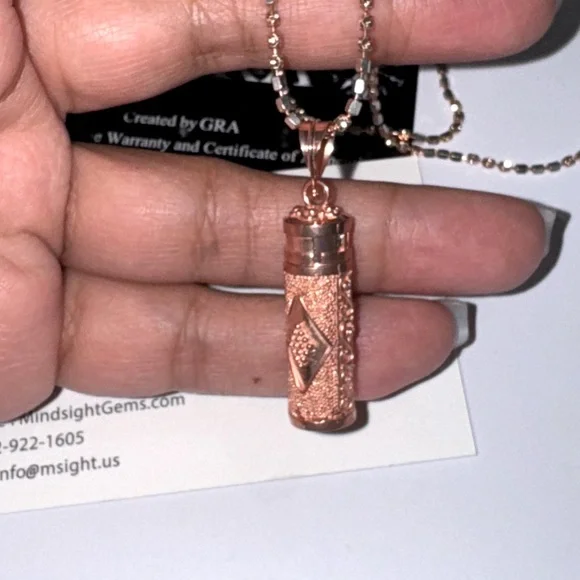 14k Rose gold Vermeil Custom-Made Urn Pendant – Handmade Elegance – Ash Holder